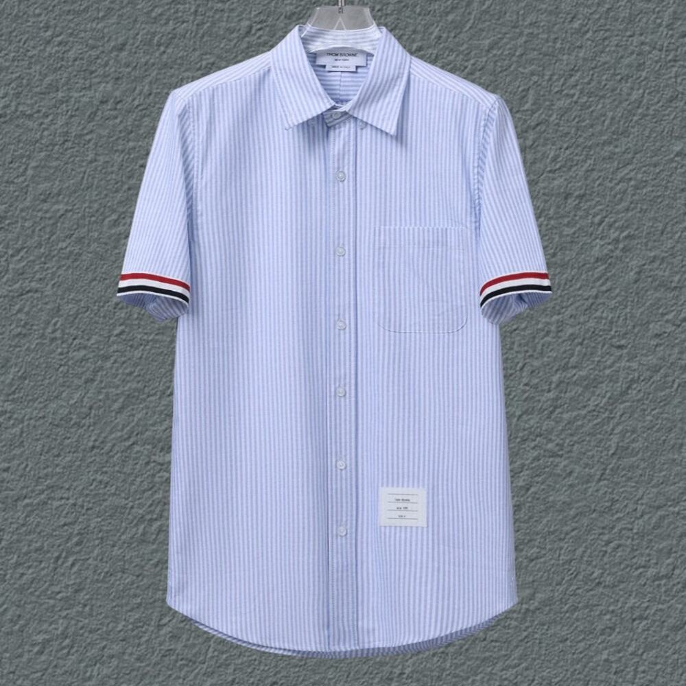 Men's Blue Short Sleeve Shirt Thom Browne